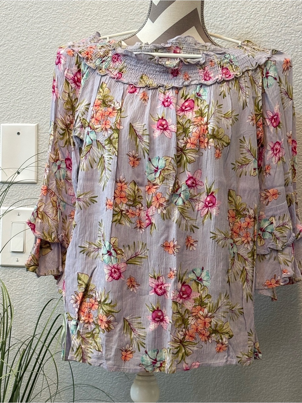 Floral Off-Shoulder Lavender Women’s Top